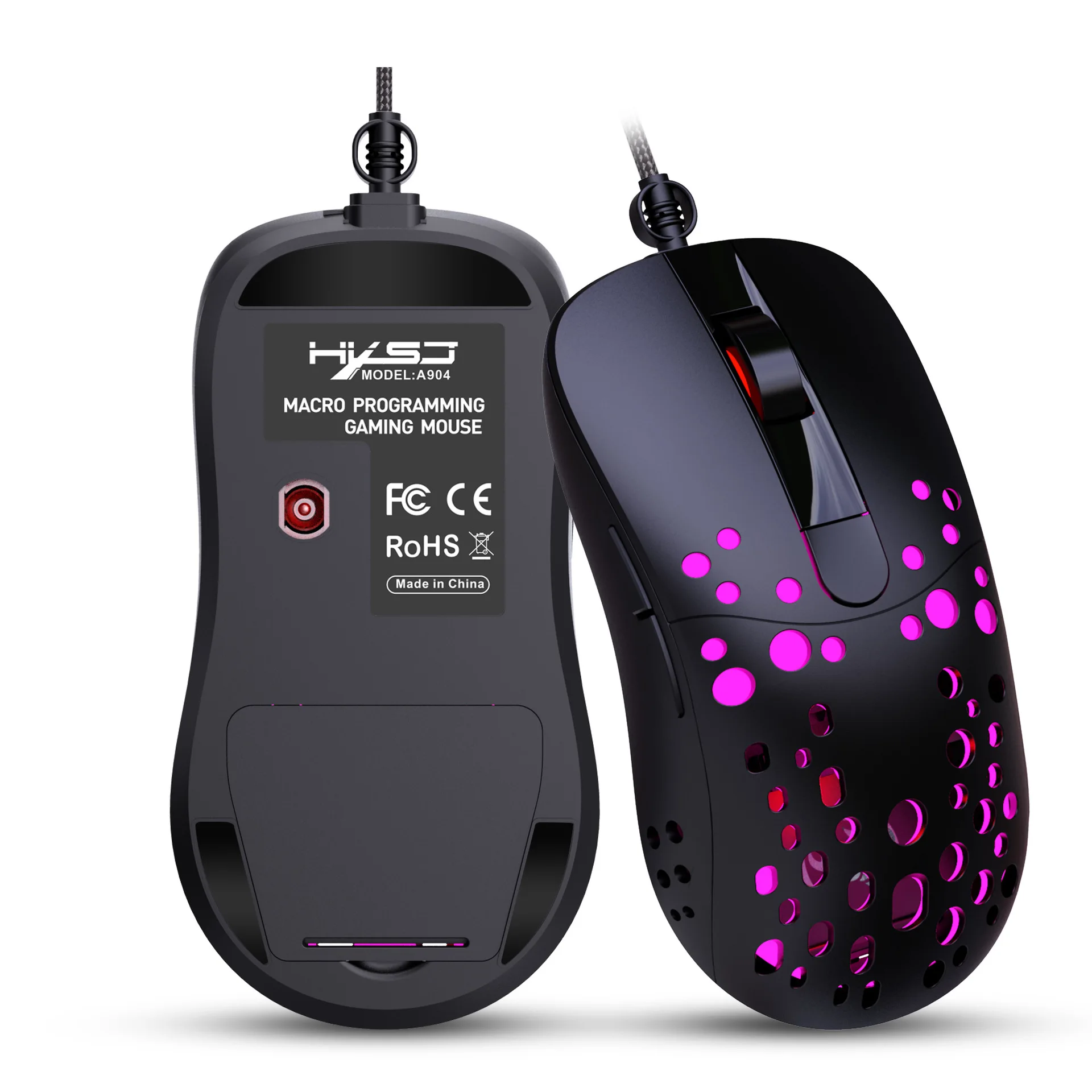 

A904 Wired Mouse RGB Luminous Hole Mouse Can Turn Off The Light 8000dpi Adjustable 6D Macro Programming