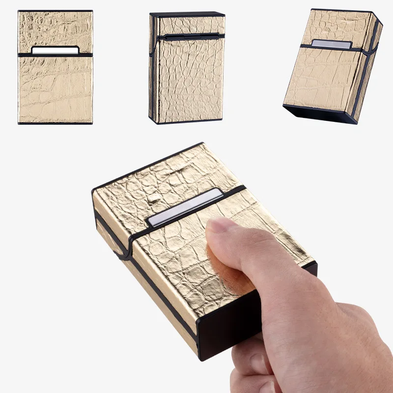 

Crocodile Cigarette Holder Box for Men Woman Leather Cigarette Case Smoking Accessories Button Design