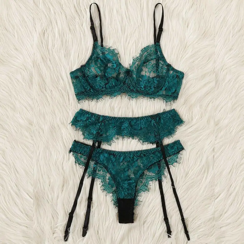 Бюстгальтер набор нижнего белья комплект из 3 предметов женский сексуальный