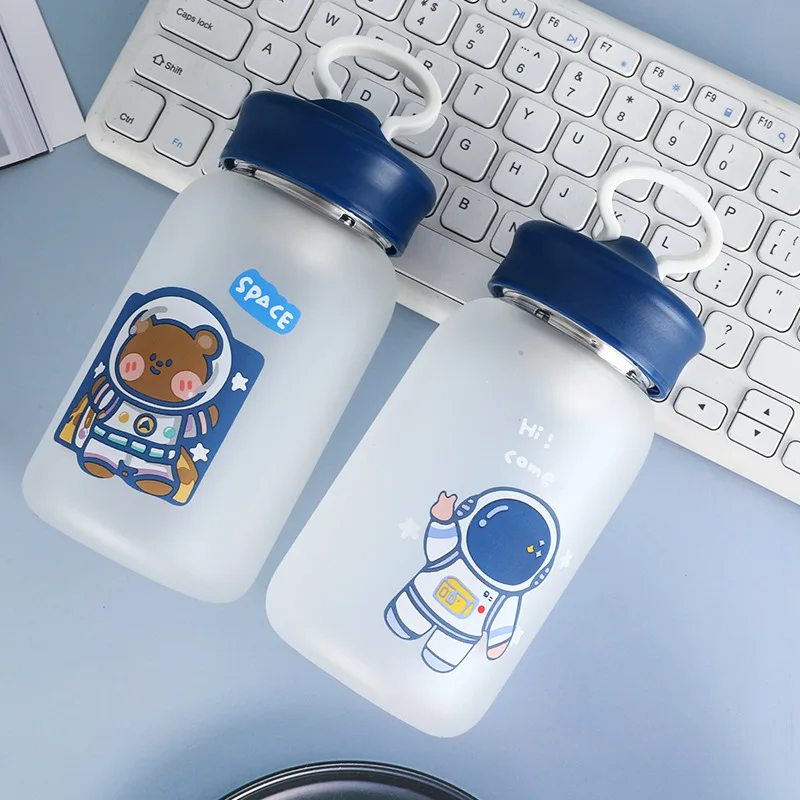 

Frosted Star Glass Cup, Outdoor Sports Heat Preservation Water Cup, Space Travel Cartoon Series Fitness Sports Glass Water Cup