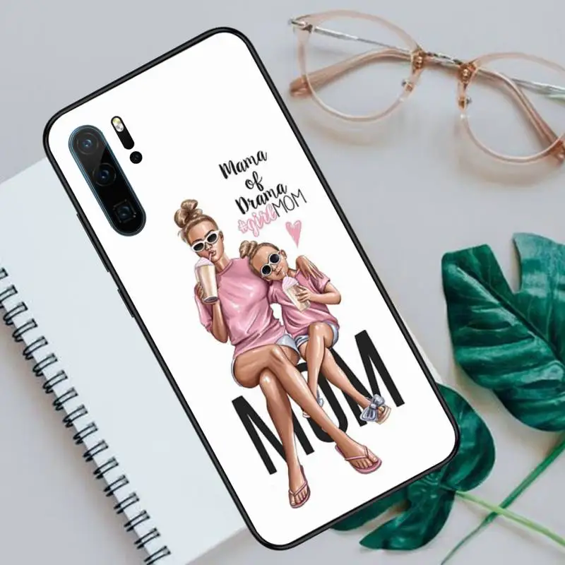 

Baby Mom Girls love pink cartoon Phone Case For Huawei P40 P20 P30 lite Pro P Smart 2019 Mate 40 20 10 Lite Pro Nova 5t
