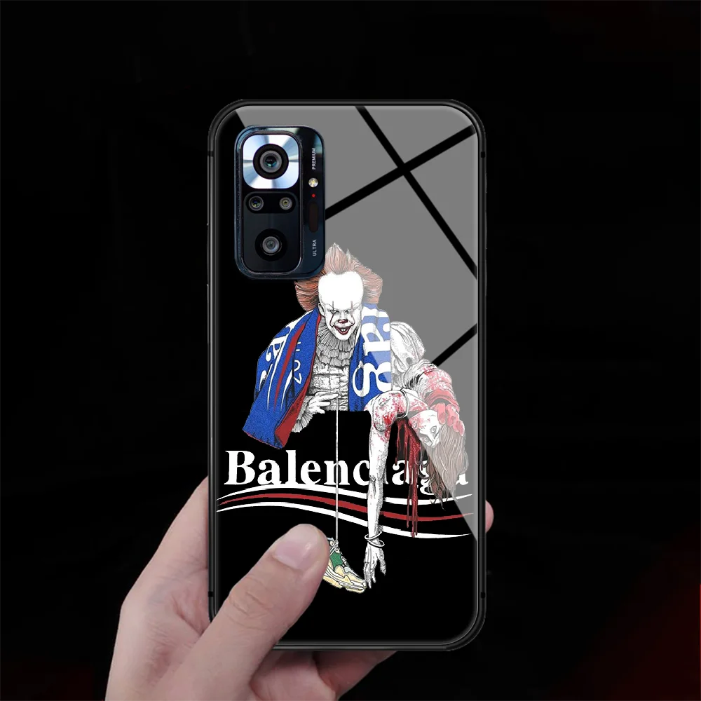 

French Brand luxury Fashion Tempered Glass Phone Case Cover For Xiaomi Redmi Note 7 8 9 10 K40 A C S T Pro Black Fashion Cover