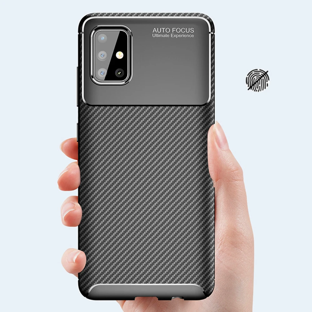 KEYSION ударопрочный чехол для Samsung Galaxy A51 A71 A01 A11 A21 A41 A81 A91 телефона из углеродного