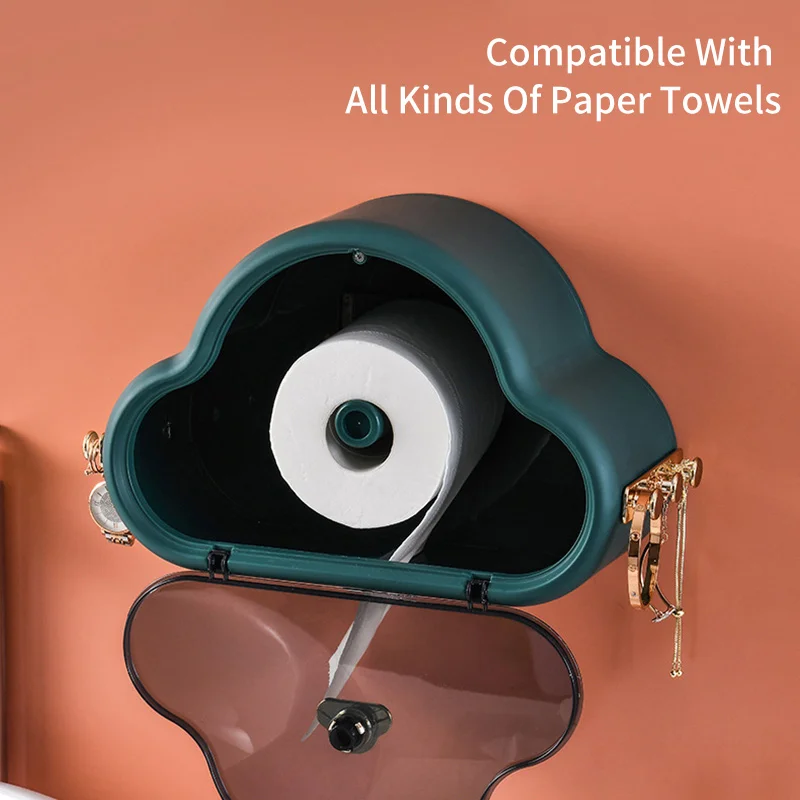 

PunchFree SelfAdhesive Waterproof WallMounted Toilet Tissue Box Cover Multifunction Bathroom Storage Organizer Paper Holder