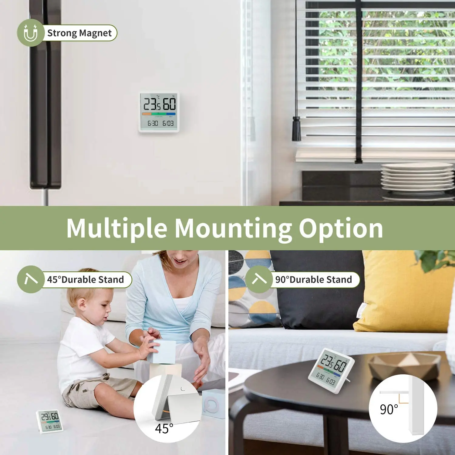 Xiaomi Miiiw Mute Temperature and Humidity Clock Home High-precision Baby Room C/F Moisture Monitor Meter 3.34inch LCD Display |