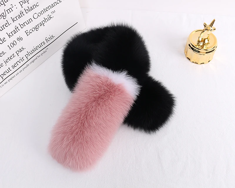 Black pink И Тихий Домашний шарф из кожи и меха лисы шерсть воротник шарф действительно волосы орфографический Цвет Женский Детский шарф набор для грифа лисы ребенка свинца - Цвет: Black pink