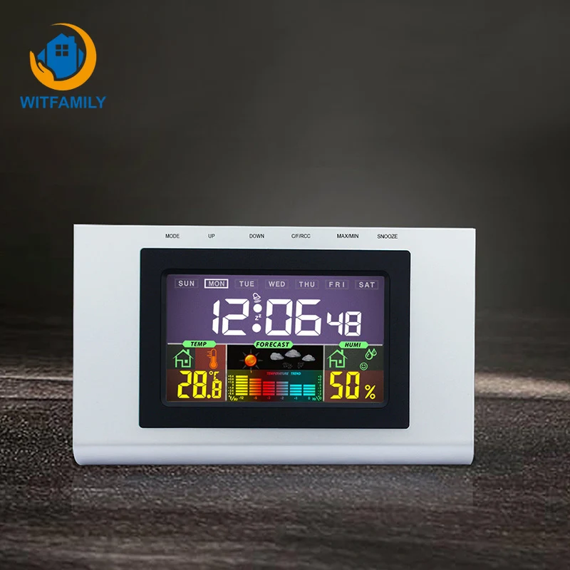 Будильник прогноз погоды цветной экран светодиодный Повтор цифровая