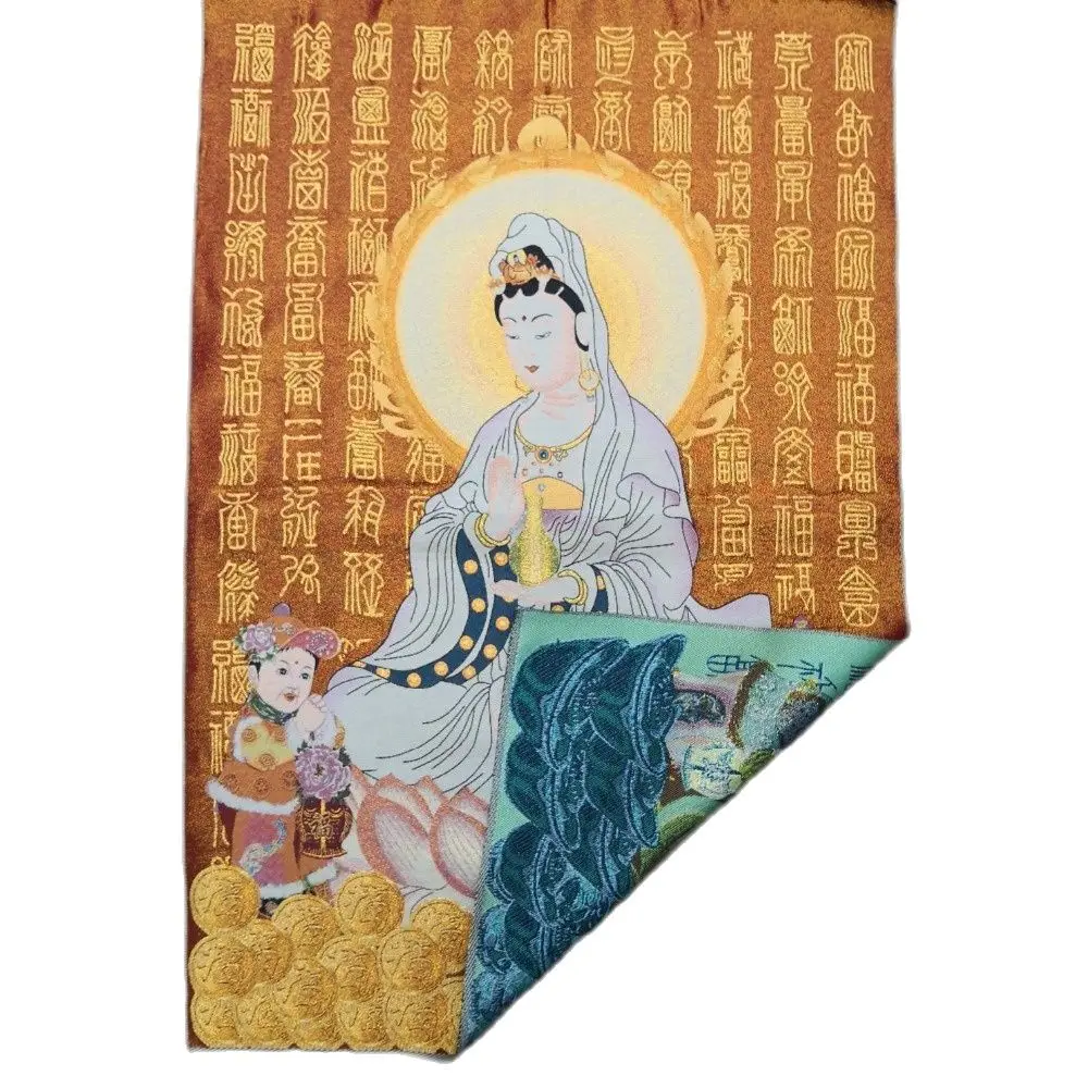 China Old Tibet Silk Thangka Like Hanging Painting Fengshui Guanyin | Дом и сад