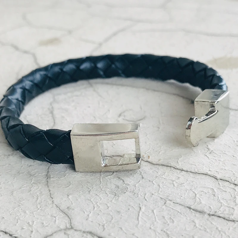 M & G черный плетеный браслет ручной работы из натуральной кожи женский цепочка в