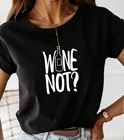 Женская футболка в стиле Харадзюку с винным принтом, свободная футболка с рукавом Shrot 2020, черно-белая футболка