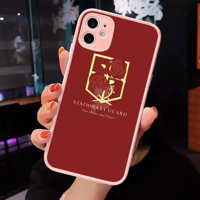 

Anime Japanese attack on Titan Phone Case Matte transparent For Pink iPhone 12 Mini 11 Pro XR XS Max 7 8 Plus X Back Cover