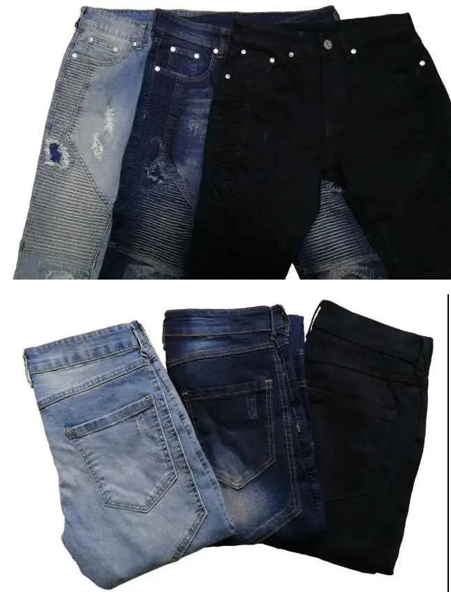 Men's Ripped Jeans Slim Fit Small Feet Jeans Men Pleated Oversize  Pants Men Hip Hop Jeans Size 28-38