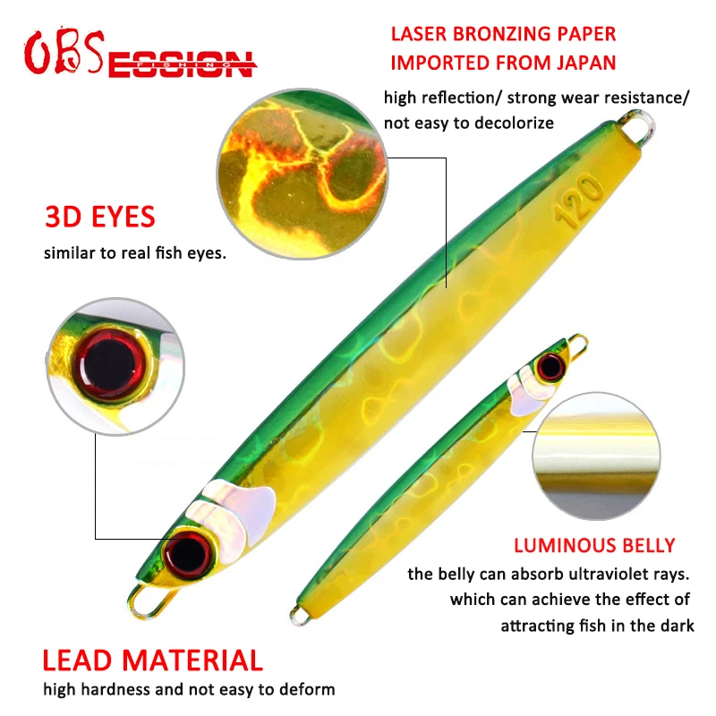 OBSESSION J54 120 г 160 Японская лазерная металлическая медленно тонущая джиг-приманка