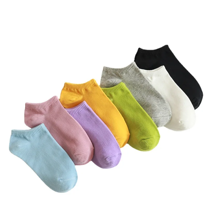 

10piece Women Socks Breathable Comfortable Cute Cotton School Style Super Soft Solid Solor Low Cut Invisible Ankle