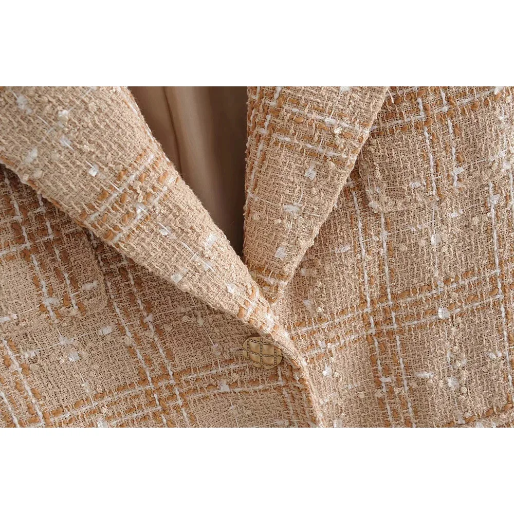 Элегантное женское твидовое клетчатое пальто модная Офисная Женская