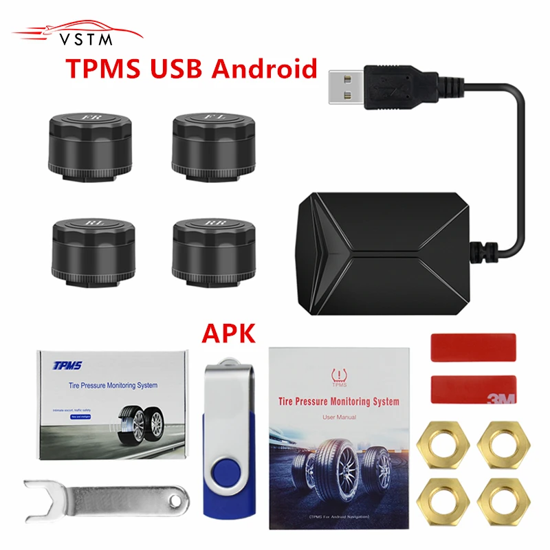 

USB Android TPMS автомобильный датчик давления в шинах с 4 внешними датчиками 116 psi система мониторинга сигнализации 5 в Беспроводная передача TPMS