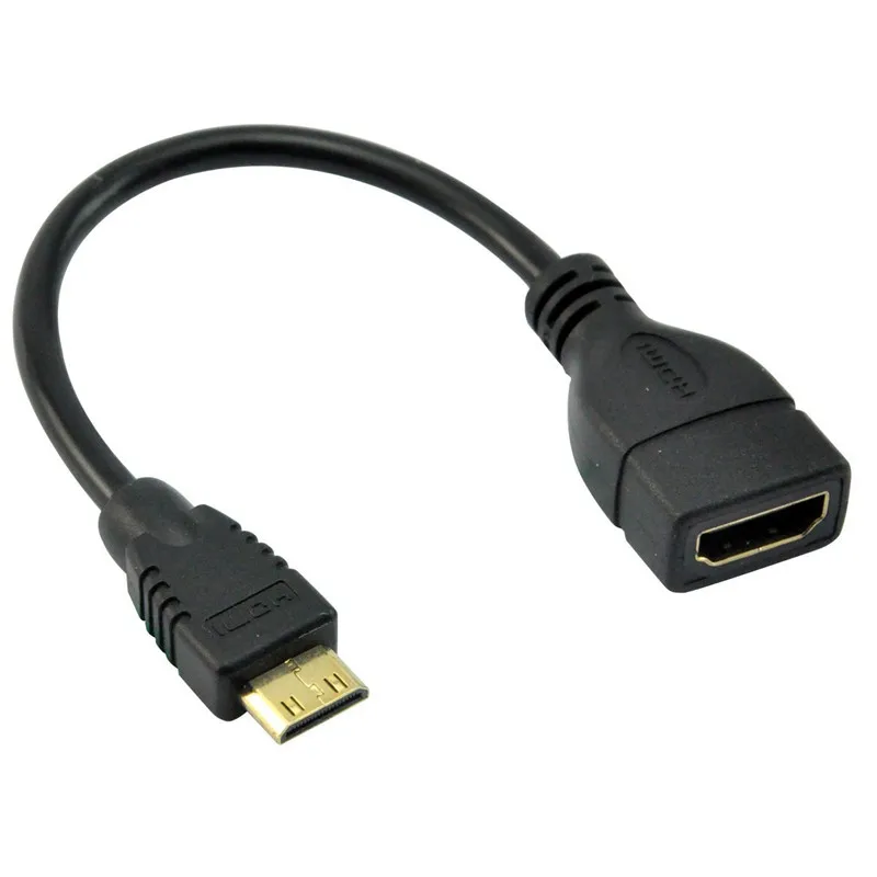 Мини HDMI-совместимый конвертер адаптер кабель 1080P Mini-hdmi штекер-HDMI совместимый с женским кабелем 15 см