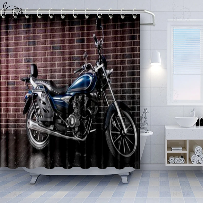 Мотоциклетная шторка с черепом и крыльями шлема занавеска для душа в байкерском