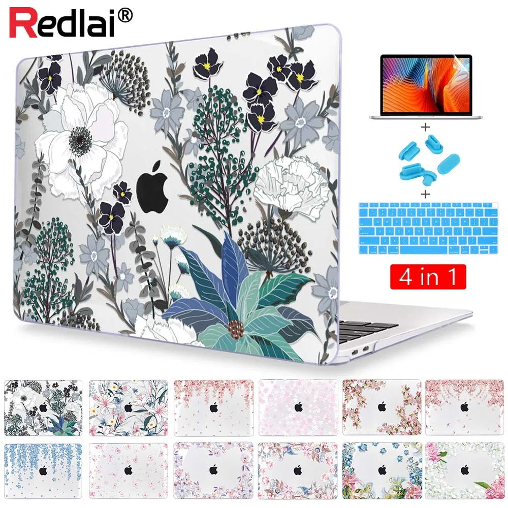 Пластиковый твердый чехол с цветочным принтом для MacBook Air Pro Retina 12 13 15 16 дюймов 2020
