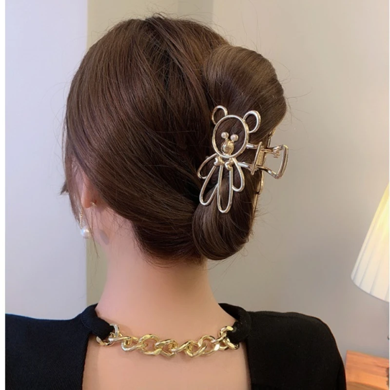 Зажим для волос Женский металлический в виде медведя из мультфильма 2021 |