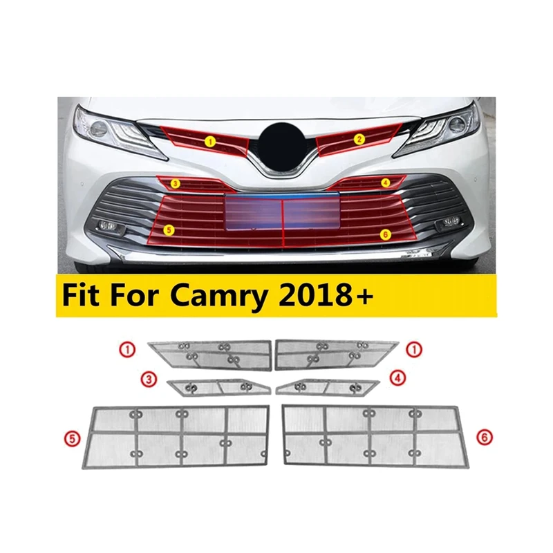 

Передняя вставка для решетки автомобиля, сетка для защиты от насекомых, сетка для обшивки, комплект защиты для Toyota Camry 2018 2019 2020