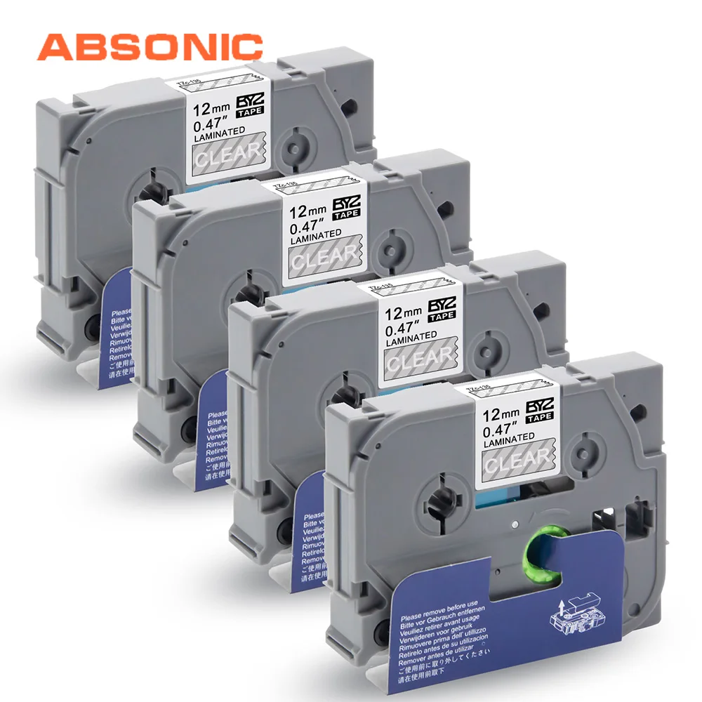 Absoonic 4 шт TZe-135 белый на прозрачной TZe ленты совместимы с Brother P-touch CUBE PT-D210 PT-H110