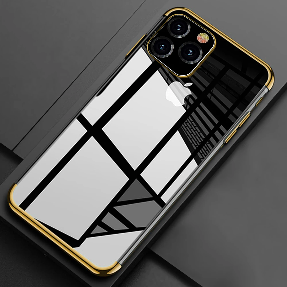 Gold Роскошный чехол для iPhone 11 ультратонкий, прозрачный чехол из ТПУ с резиновым покрытием для iPhone 11 Pro Max 11 силиконовый чехол - Цвет: Gold