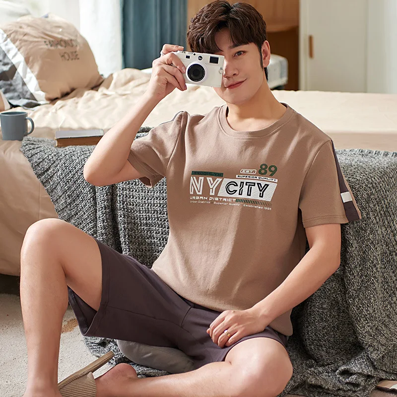 

Men's T-shirt, Pajamas, Spring and Summer Short Sleeve Shorts Can Be Worn Out