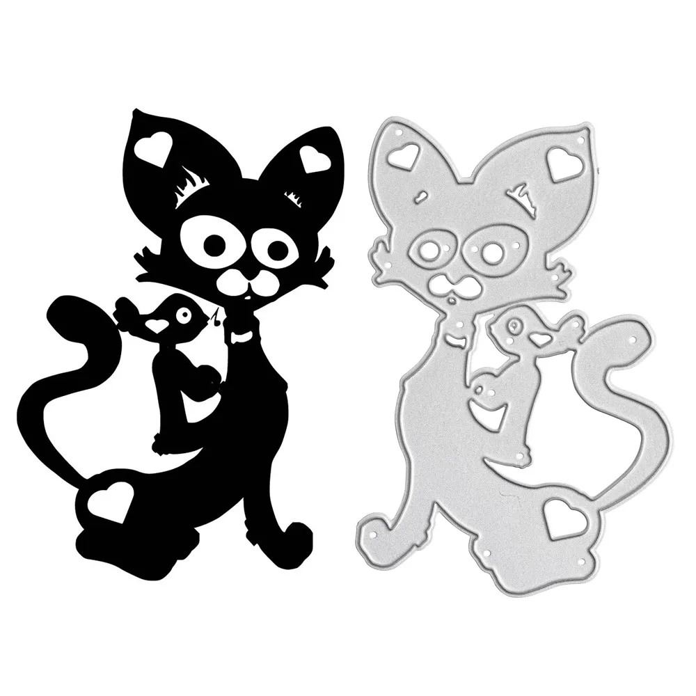 YaMinSanNiO Cat металлические резные штампы для скрапбукинга животных фото трафарет