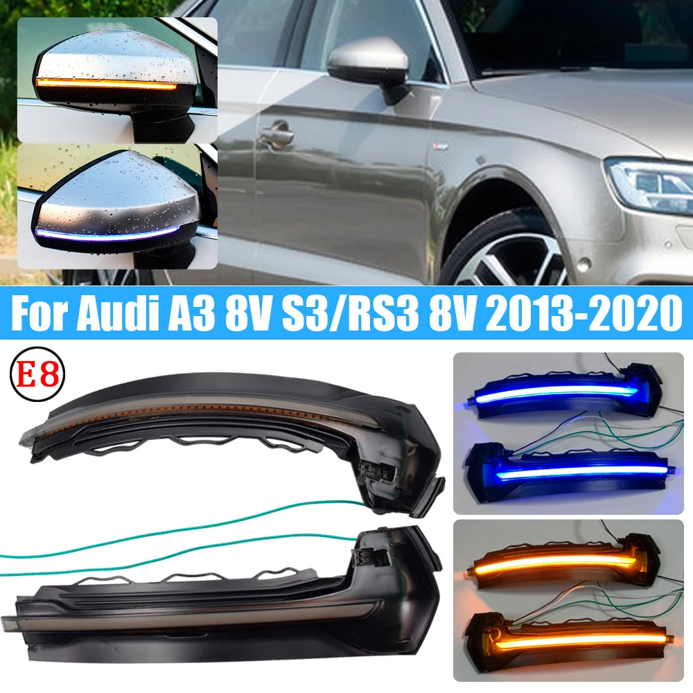 

2pcs For Audi S3/RS3 8V 2013 2014 2015 2016 2017 2018 2019 2020 Dynamic LED Turn Signal Light Side Wing Mirror Indicator
