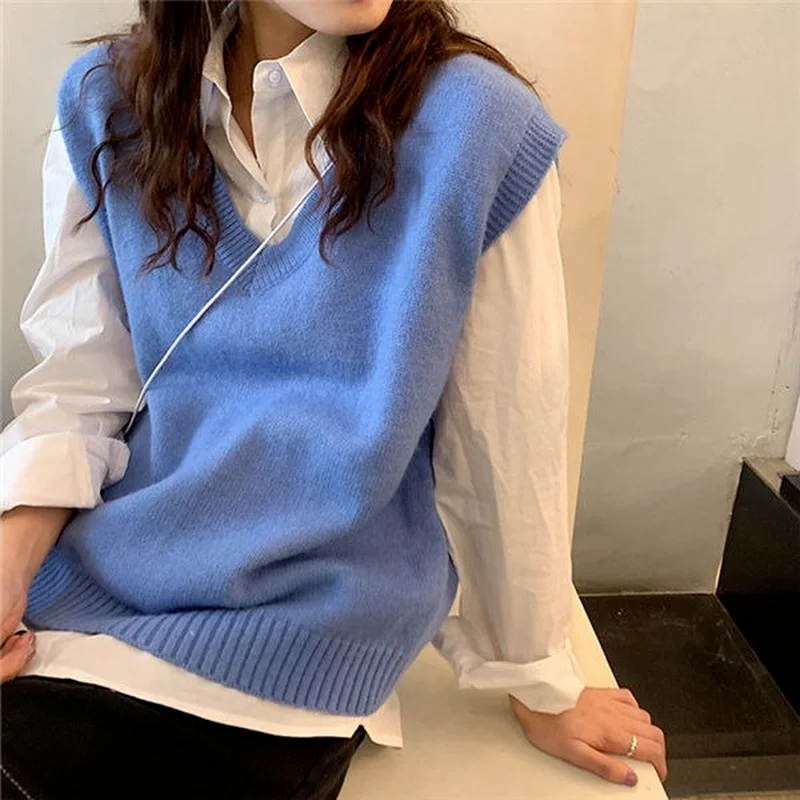 Женский свитер однотонный модный вязаный Универсальный для отдыха в колледже
