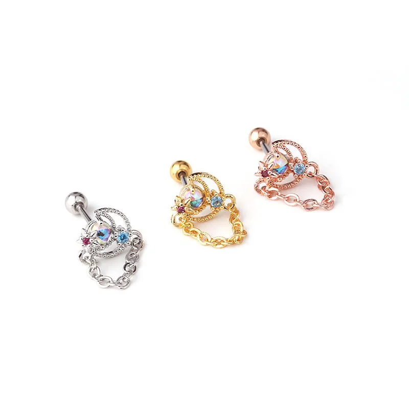 New1PC 20G Cz изогнутые украшения для пирсинга Нержавеющая сталь крест Звездный меч