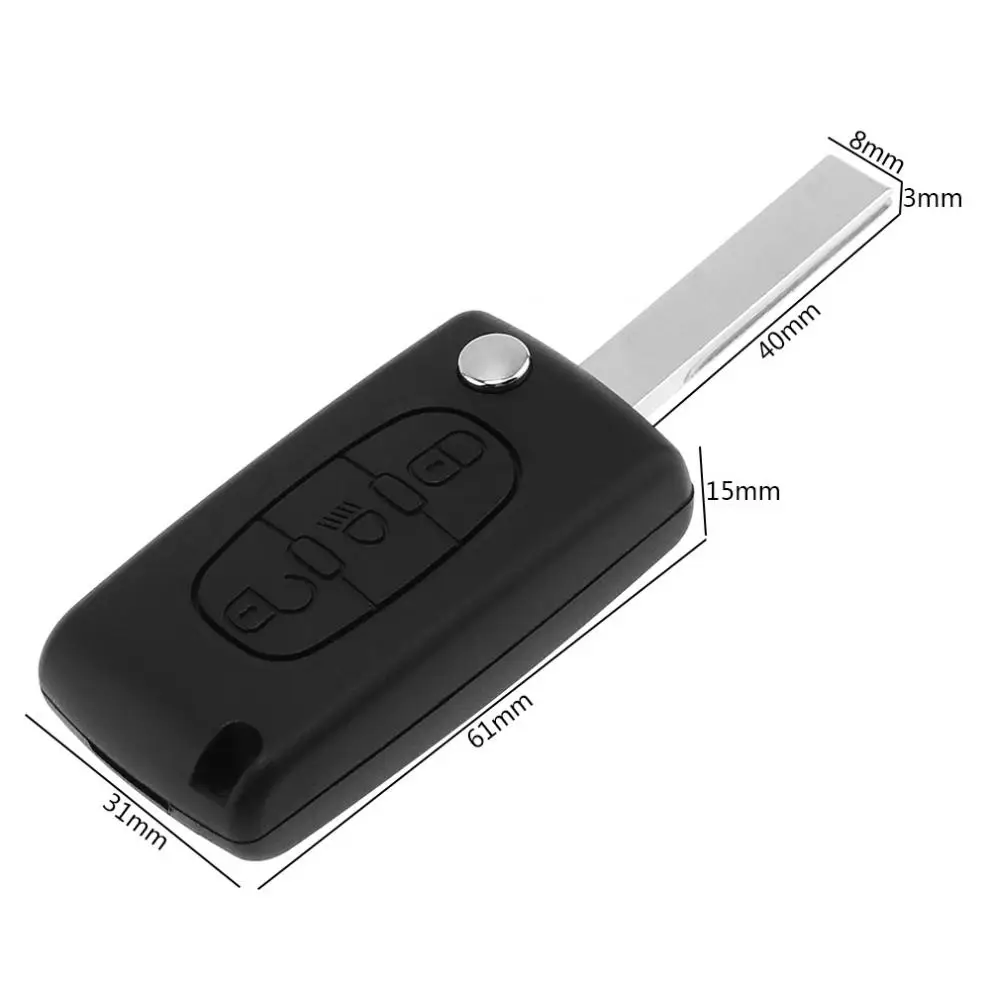 433MHz 3 Buttons Uncut Flip Remote Car Key Fob with Light Button ID46 Chip for Citroen C3 C4 C5 Models 2005-2011 | Автомобили и