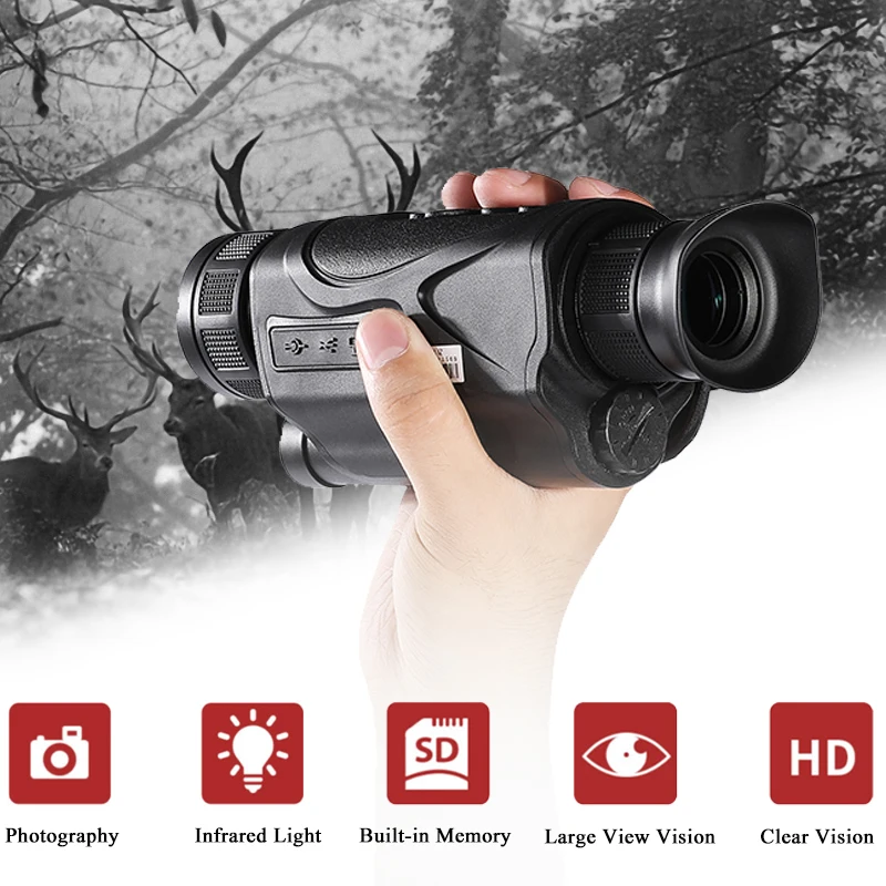 

New Digital IR Night Vision Monocular Infrared Camera Real-time AV Video Output for Hunting Wildlife 200m Image Video Records
