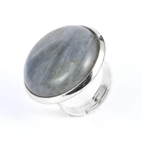 natural gem stone rings for women 25mm round labradorite moonstone crystal open ring female party wedding engagement jewelry