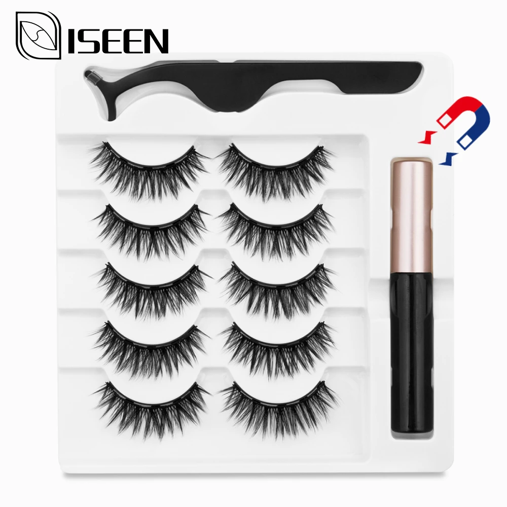 ISEEN 3D норковые магнитные ресницы супер натуральный стиль накладные магнитная