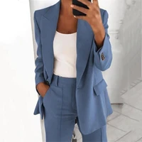 2021 fashion women blazer jacket autumn casual notched collar long sleeve business office lady solid blazers jackets coats plus