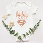 Детский комбинезон из 100% хлопка, Одежда для новорожденных мальчиков и девочек, с принтом папа это мой герой из розового золота, детский комбинезон, наряды