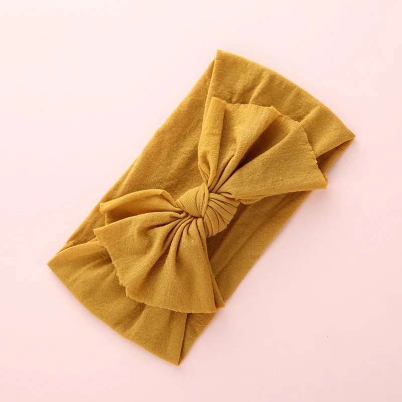 

New Design Nylon Bow Headbands for Baby Girls Solid Wide Nylon Headbands Turban Baby Girls Head Wrap Hair Accessories 35 Colors
