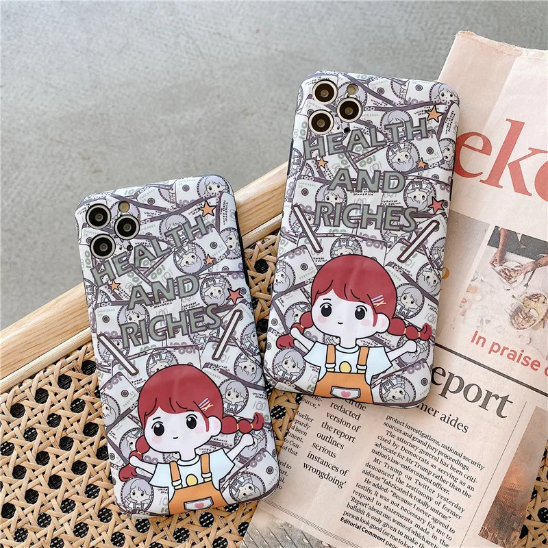 

VIVIAUG Fashion cutey Money girl Phone Case For iPhone 11 11 Pro Max 7 8 Plus X XS Max XR for Capa iPhone 8 Case Etui