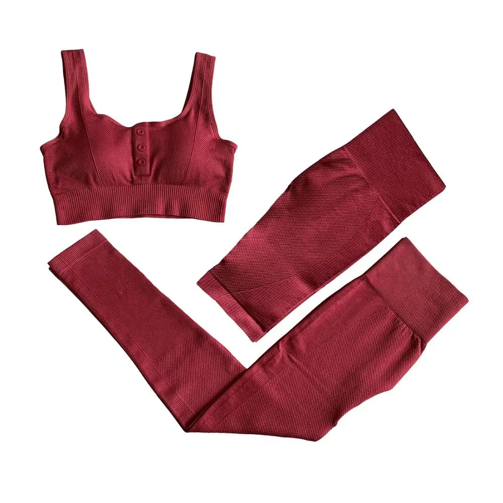 

Sportswear Yoga 3PCS Set Women GYM Clothing Solid Sleeveless Tank Top +Shorts+Pants Suit Casual Workout Active Push Up Tracksuit