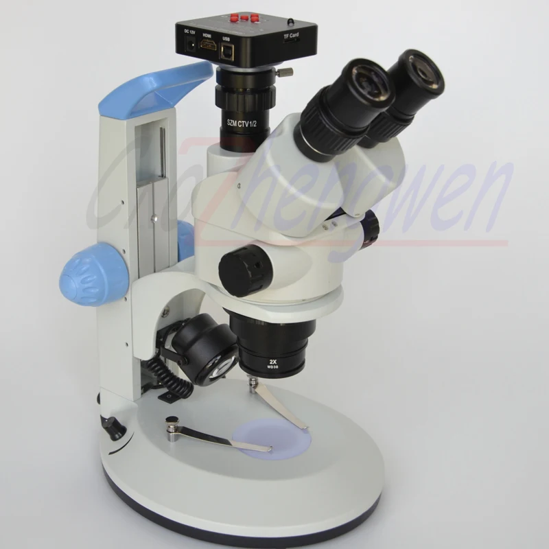 Бесплатная доставка Стерео Зум Simul фокусное тринокулярный микроскоп 3.5X-45X