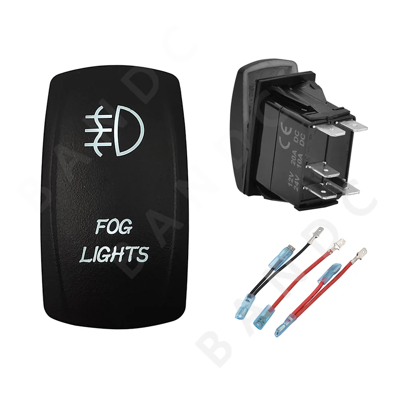 

FOG LIGHTS Rocker Switch 5P ON-OFF SPST White Led Lights Push Switch for Car Boat ARB RV SUV Van，Jumper Wires，Auto Accessories