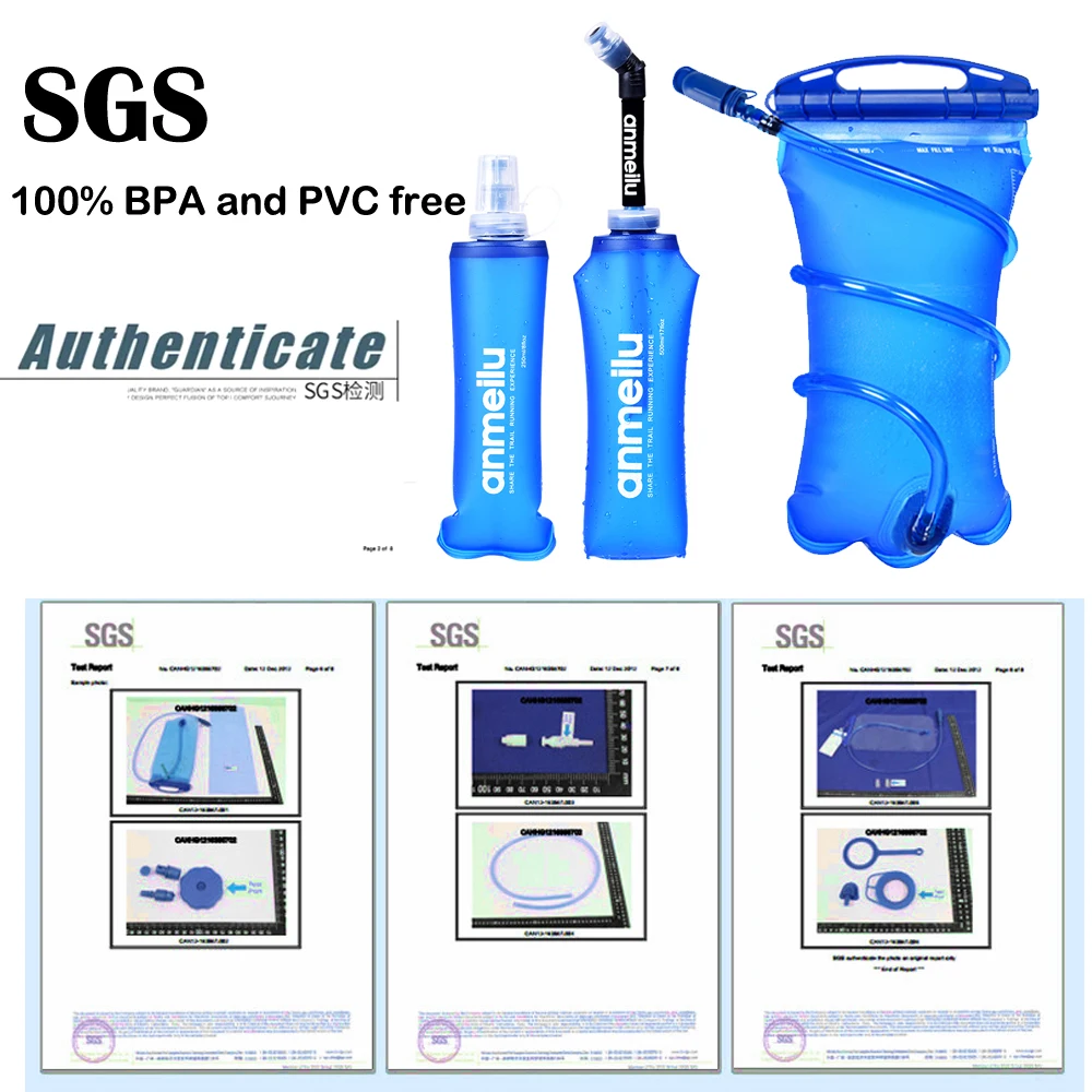 

250ml 500ml Soft Flask Folding Collapsible Water Bottle TPU Free For Running Hydration Pack Waist Bag Vest SD09 SD10