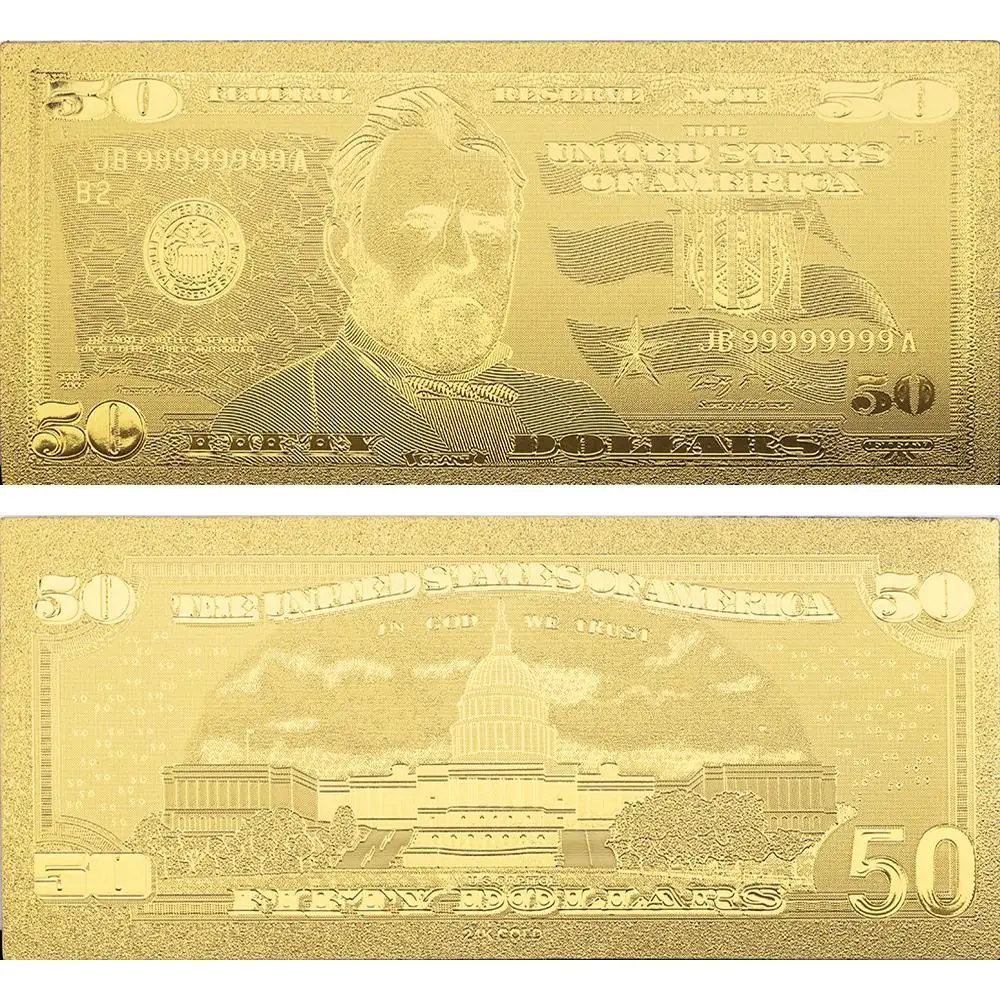 Памятная монета 50 долларов старая банкнота 24k позолоченная Рождественская