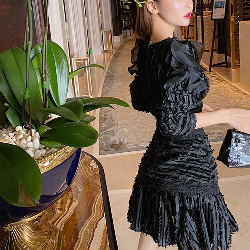 Пикантный желтый черный костюм Ailigou из двух предметов женский кружевной топ с