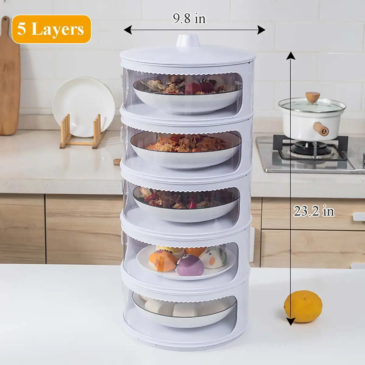 

Transparent Stackable Food Insulation Cover Dust Proof Portable for Home Kitchen Kitchen Storage & Organization Save Space