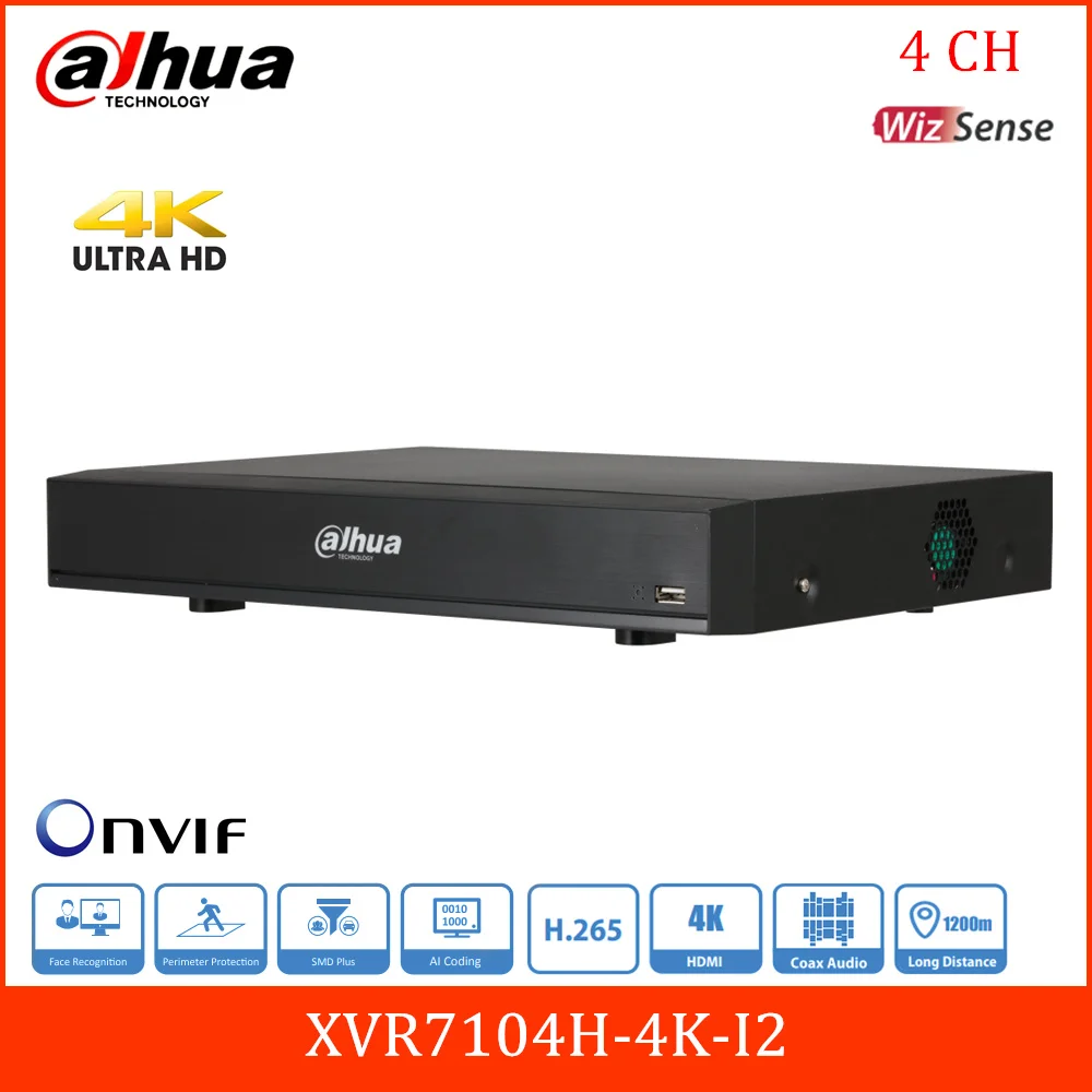 Dahua 4 Ch 4K WizSense Series XVR7104H I2 Smart H.265 + Поддержка видеовходов HDCVI/AHD/TVI/CVBS/IP в реальном