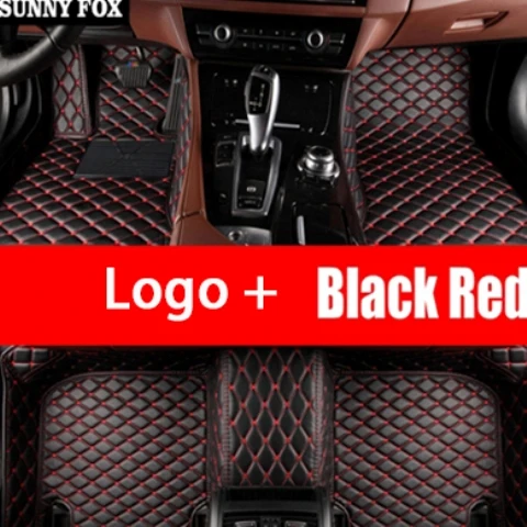 Black Red add Logo Настоящие коврики для Lexus RX Class RX300 RX350 RX350L RX450h RX450hL 6D полный охват автомобильные коврики для багажника - Название цвета: Black Red add Logo
