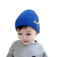 autumn and winter baby knitted hats mens and womens childrens warm hats embroidered letters casual hooded woolen hats